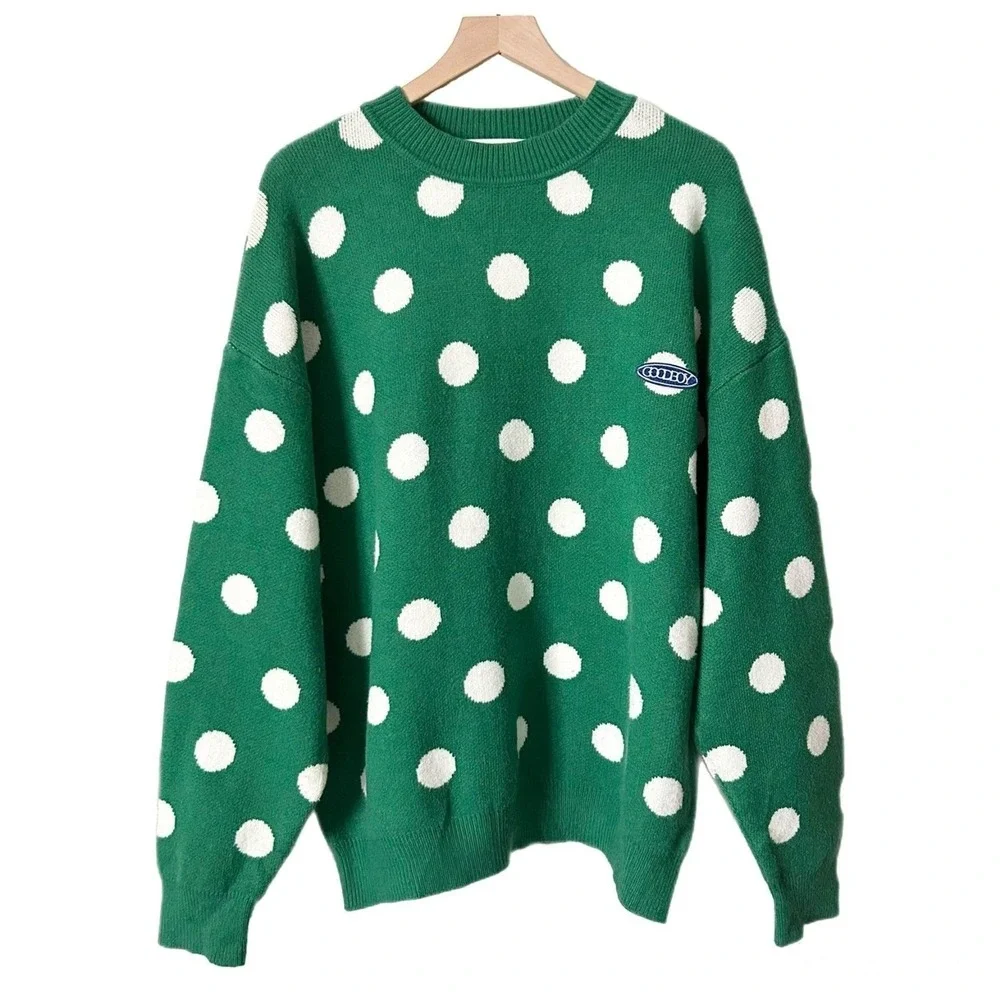 Goodboy Oversized Polka Dot Jumper Green 100% Cotton One Size
